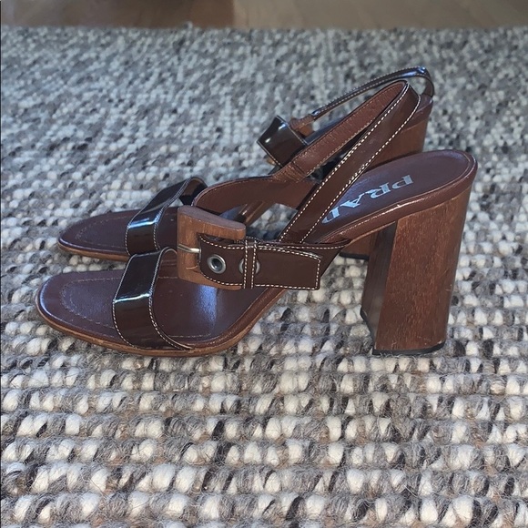 Prada Ankle Strap Wooden Heels - Picture 3 of 11